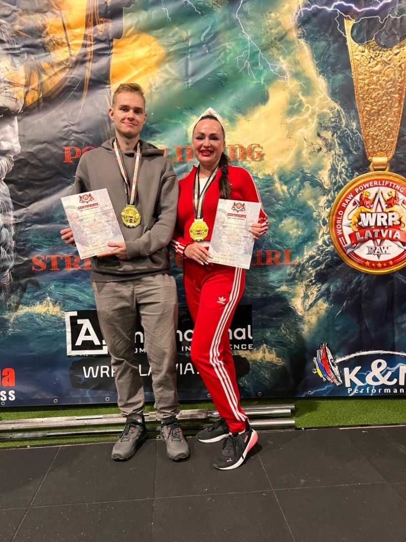 Powerlifting chempionship Lāčplēša kauss 2025 - Maksims Rimšāns - DT22-1 un kkolotāja Jekaterina Rakovska