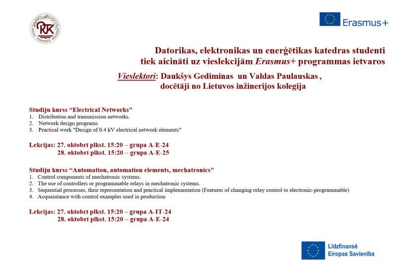 Vieslekcijas info datorikas, elektronikas un enerģētikas katedras studentiem 
