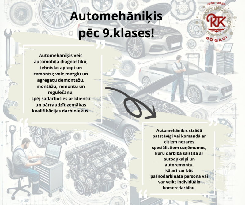 automehāniķis pēc 9.klases