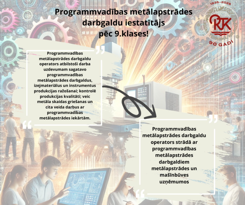 Programmvadības metālapstrādes darbgaldu iestatītājs pēc 9.klases
