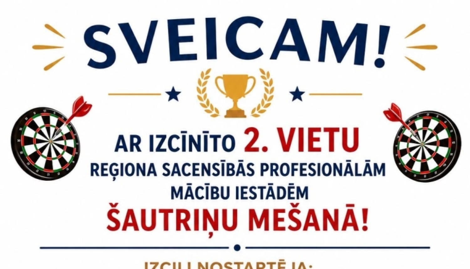 Apsveikuma plakāts šautriņu komandām